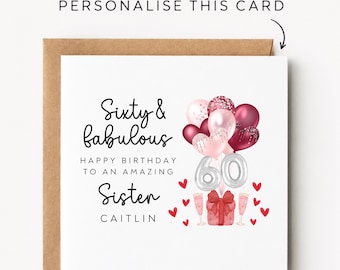Sister 60th Birthday Card Sister 60th Birthday Cards Sister 60th Birthday Gift Sister 60th Birthday Gifts For Her Sister 60th Birthday Print