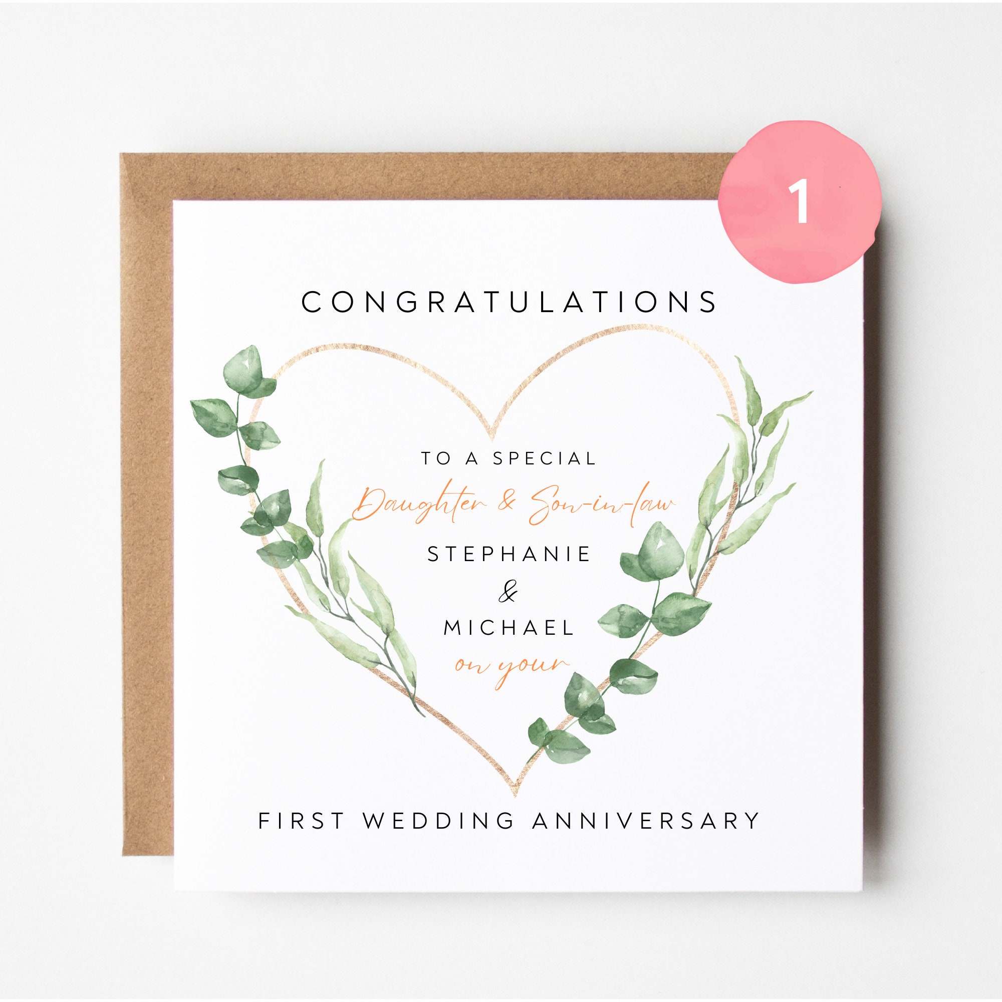 First Wedding Anniversary Card Daughter and Son in Law - Etsy UK
