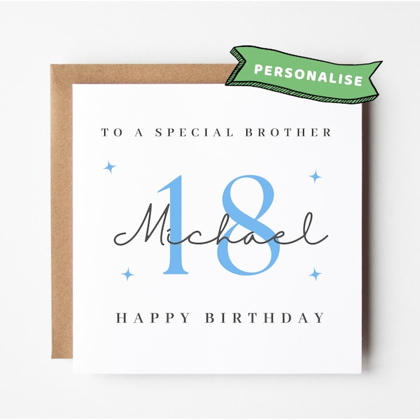 Personalised Brother 18th Birthday Card Brother 18th Birthday Cards Brother 18 Card Brother 18th Birthday Gift Brother 18th Birthday Prints