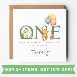 Personalised Birthday Card For Boy Age 1 First Birthday Card First Birthday Gift For Boy 1st Birthday Card 1st Birthday Gift 1st Grandson