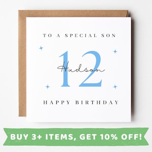 Personalised 12th Birthday Card For Son 12th Birthday Cards Son 12 Card Son 12th Birthday Gift Sons 12th Birthday Presents Happy 12 Birthday