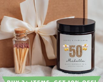 Friend 50th Birthday Candle Gift Set Friend 50th Birthday Gift Box Gifts Friend 50th Birthday Gift Friend 50th Birthday Present Friends 50th