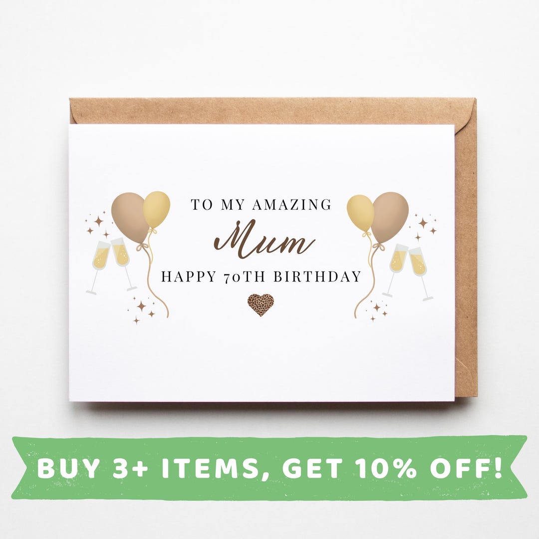 Mum 70th Birthday Card Mum 70th Birthday Cards Mum 70th Birthday Gift ...