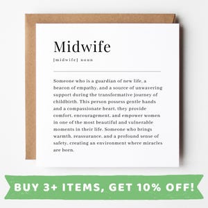 Personalised Card Gift For Midwife Gift Midwife Card Midwife Greeting Card Midwife Definition Card Student Midwife Thank You Gifts Midwives