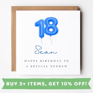 Tarjeta de cumpleaños número 18 personalizada para sobrino Tarjetas de cumpleaños número 18 para sobrino Tarjeta de 18 para sobrinos Regalo de cumpleaños número 18 para sobrinos Taza de cumpleaños número 18 para sobrinos