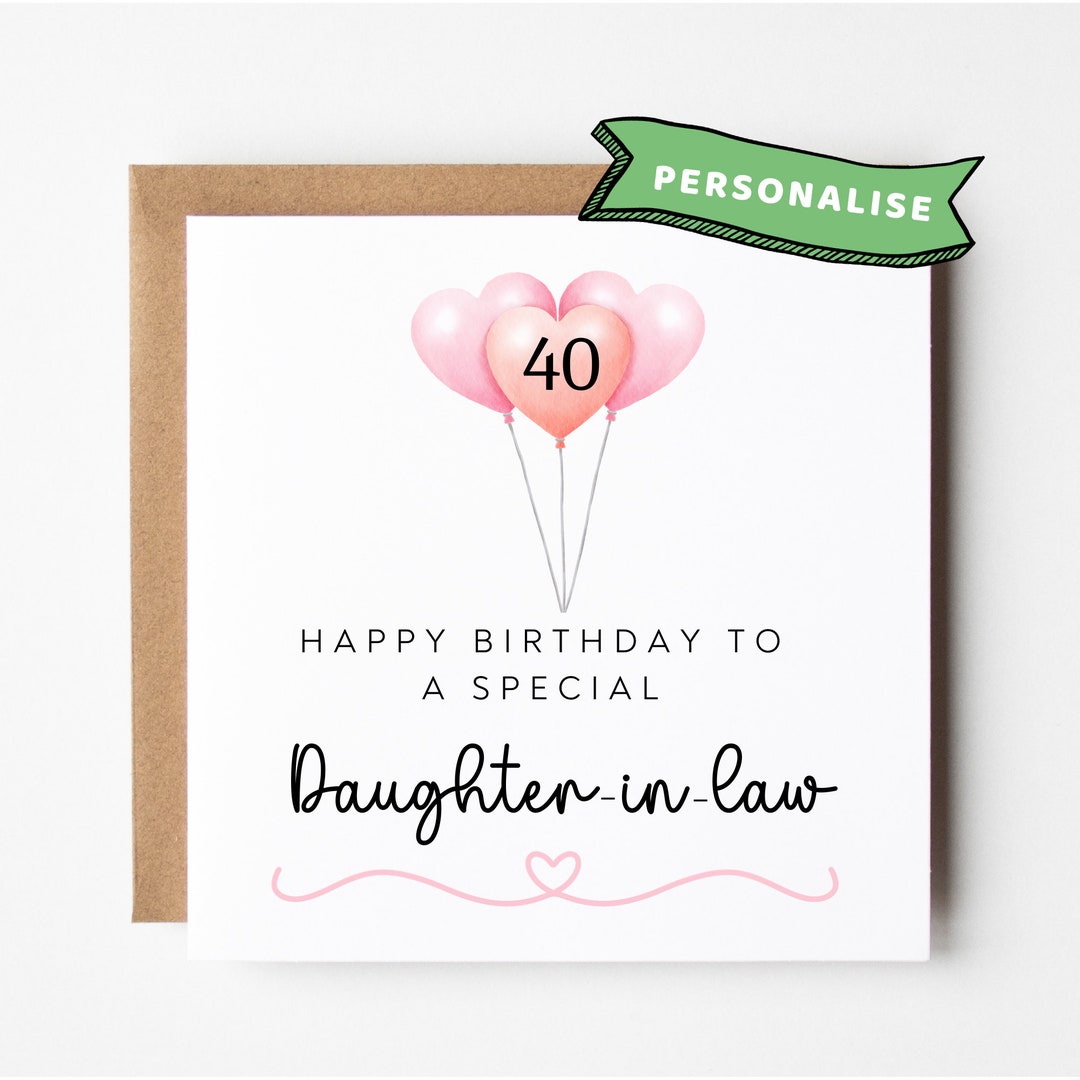 Personalised Daughter in Law 40th Birthday Card Daughter in Law 40