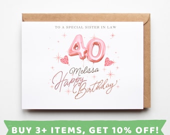 Sister in Law 40th Birthday Card - 40 & Fabulous - Happy Birthday Sister in Law - Still Totally Fabulous - Choose Standard or Large