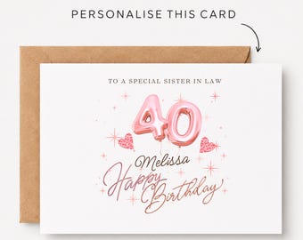 Sister In Law 40th Birthday Card Sister In Law 40th Birthday Cards Sister In Law 40th Birthday Gift Sister In Law 40th Birthday Gifts 40 Mug