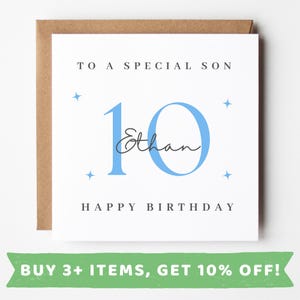 Personalised 10th Birthday Card For Son 10th Birthday Cards Son 10 Card Son 10th Birthday Gift Sons 10th Birthday Presents Happy 10 Birthday