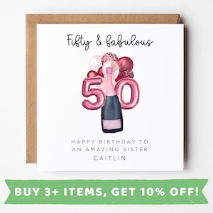 Sister 50th Birthday Card Sister 50th Birthday Cards Sister 50th Birthday Gift Sister 50th Birthday Gifts Sister 50th Birthday Present Print