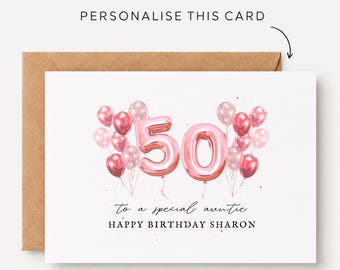 Auntie 50th Birthday Card Auntie 50th Birthday Cards Auntie 50th Birthday Gift Auntie 50th Birthday Gifts For Her Auntie 50th Birthday Print