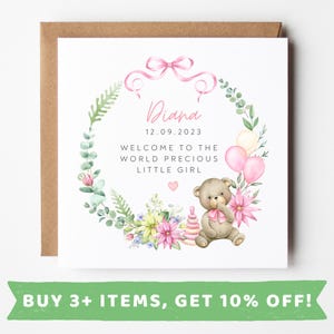 Personalised New Baby Card For Girl Card New Baby Girl Card Gift New Baby Girl Gift New Baby Girl Cards New Baby Girl Card Granddaughter Set