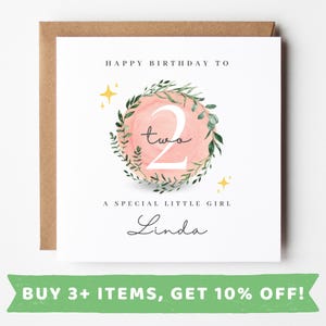 Personalised Girl Aged 2 Birthday Card 2nd Birthday Card For Girl 2 Year Old Girl Birthday Gift 2 Year Old Girl Birthday Card Girls Aged Two