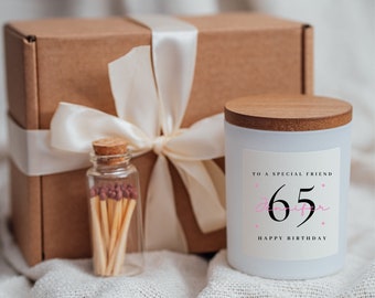 Friend 65th Birthday Candle Gift Set Friend 65th Birthday Gift Box Gifts Friend 65th Birthday Gift Friend 65th Birthday Present Friends 65th