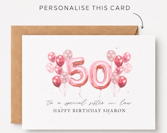 Sister In Law 50th Birthday Card Sister In Law 50th Birthday Cards Sister In Law 50th Birthday Gift Sister In Law 50th Birthday Gifts 50 Mug