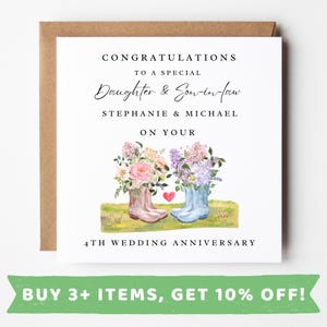Tarjeta de aniversario de bodas para la cuarta hija y el yerno Tarjetas de boda para la cuarta hija y el yerno 4 años de aniversario de bodas para la hija y el yerno
