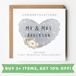 First Wedding Anniversary Card For Couple 1st Anniversary Card As Mr & Mrs Personalised First Year Husband Wife Paper Anniversary Card Gift