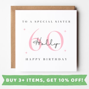 Tarjeta de cumpleaños número 60 para hermana Tarjetas de cumpleaños número 60 para hermana Regalo de cumpleaños número 60 para hermana Regalos de cumpleaños número 60 para hermana Impresión de regalo de cumpleaños número 60 para hermana