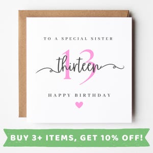 Sister 13th Birthday Card Sister 13th Birthday Cards Sister 13th Birthday Gift Sister 13th Birthday Gifts Sister 13th Birthday Print 13 Mug