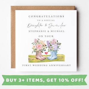 Tarjeta de aniversario de bodas para nuera y yerno Tarjeta de boda para nuera y yerno Tarjeta de aniversario para nuera y yerno Taza de Sr. y Sra.