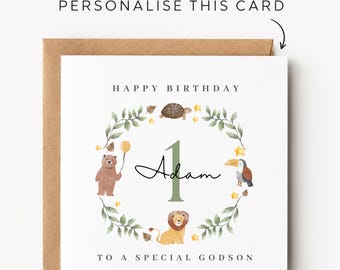 Godson 1st Birthday Card Godson 1st Birthday Cards Godson 1st Birthday Gift Godson First Birthday Card Godson First Birthday Cards 1st Print