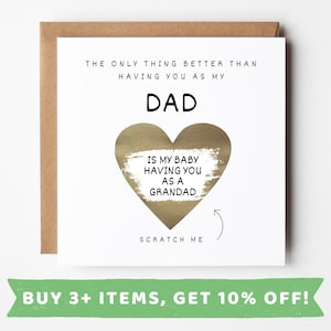Carte à gratter personnalisée pour faire-part de grossesse pour papa Faire-part de grossesse pour parents Fête des pères Noël