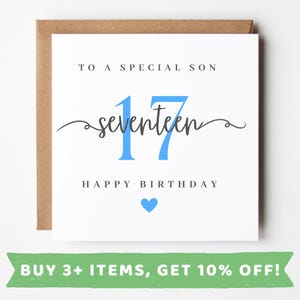 Personalised 17th Birthday Card For Son 17th Birthday Cards Son 17 Card Son 17th Birthday Gift Sons 17th Birthday Prints Happy 17th Birthday