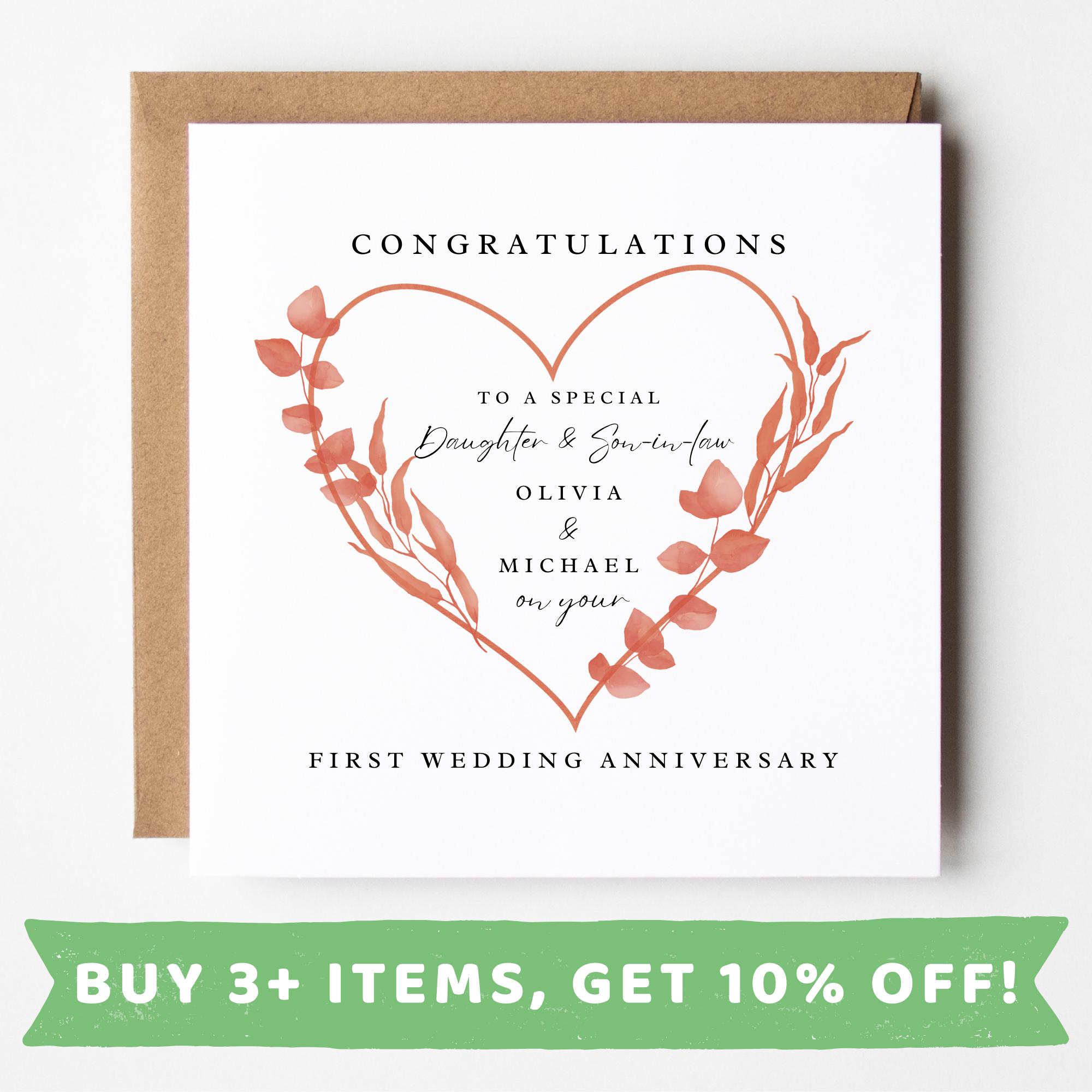 Daughter and Son in Law Wedding Anniversary Card Daughter and Son in ...