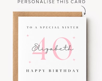 Sister 40th Birthday Card Sister 40th Birthday Cards Sister 40th Birthday Gift Sister 40th Birthday Gifts For Her Sister 40th Birthday Print