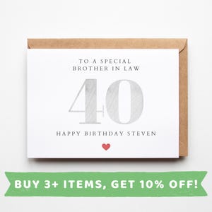 Tarjeta de cumpleaños número 40 para cuñado Tarjetas de cumpleaños número 40 para cuñado Regalo de cumpleaños número 40 para cuñado Regalos de cumpleaños número 40 para cuñado 40