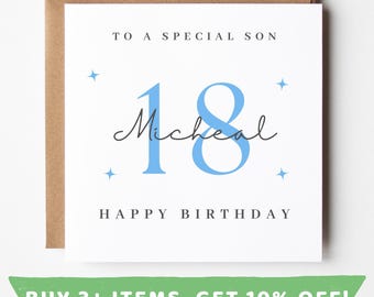 Personalised 18th Birthday Card For Son 18th Birthday Cards Son 18 Card Son 18th Birthday Gift Sons 18th Birthday Prints Happy 18th Birthday