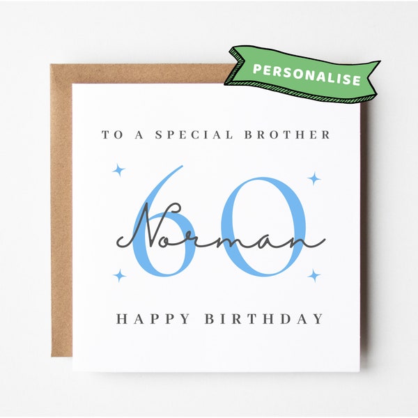 Personalised Brother 60th Birthday Card Brother 60th Birthday Cards Brother 60 Card Brother 60 th Birthday Gift Brother 60th Birthday Prints