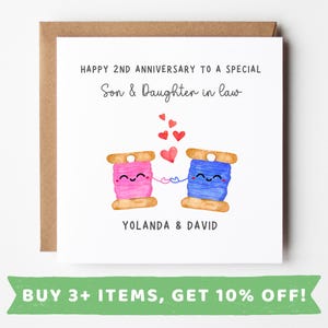 Son And Daughter In Law 2nd Anniversary Card Son And Daughter In Law 2nd Anniversary Gift Son And Daughter In Law 2nd Anniversary Mug Cotton