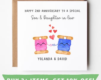 Son And Daughter In Law 2nd Anniversary Card Son And Daughter In Law 2nd Anniversary Gift Son And Daughter In Law 2nd Anniversary Mug Cotton