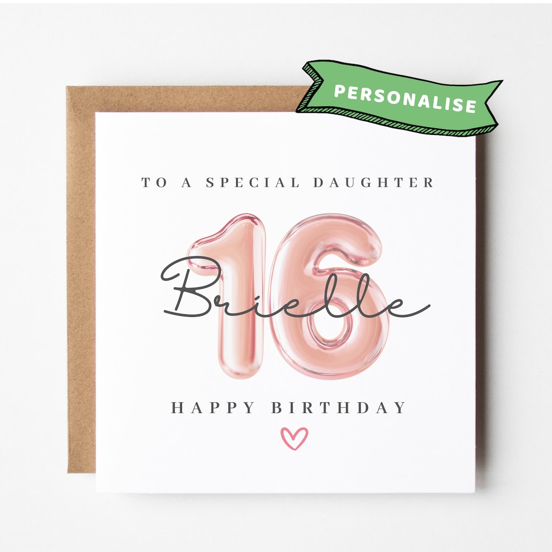 Birthday Card for Daughter 16 Daughter 16th Birthday Card Daughter 16th ...
