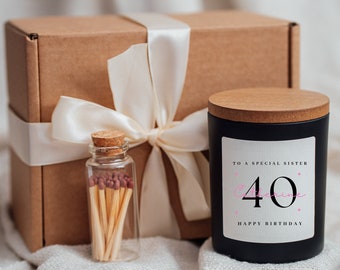 Sister 40th Birthday Candle Gift Set Sister 40th Birthday Candles Sister 40th Birthday Gift Sister 40th Birthday Gifts Sisters 40th Birthday