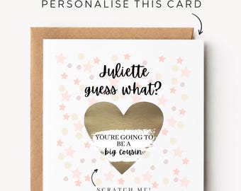 Big Cousin Pregnancy Announcement Scratch Card Gift Big Cousin Promoted To A Big Cousin Baby Announcement Pregnancy Reveal Card Baby Reveal