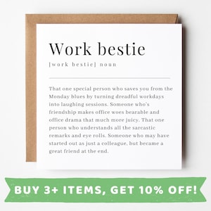 Personalised Birthday Gift For Work Colleague Bestie Card Gift For Work Bestie Thankyou Definition Card For Work Colleague Leaving Card Gift