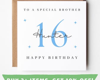 Personalised Brother 16th Birthday Card Brother 16th Birthday Cards Brother 16 Card Brother 16 th Birthday Gift Brother 16th Birthday Prints