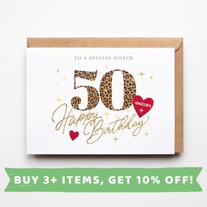 Sister 50th Birthday Card Sister 50th Birthday Cards Sister 50th Birthday Gift Sister 50th Birthday Gifts Sister 50th Birthday Present Print