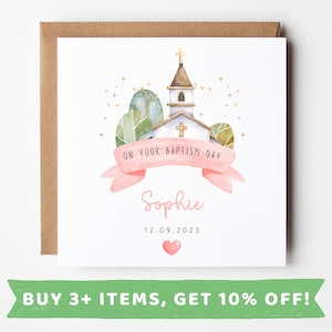 Carte de baptême personnalisée pour fille, cadeau de baptême pour fille, carte de baptême pour nièce pour filleule, baptême pour petite-fille