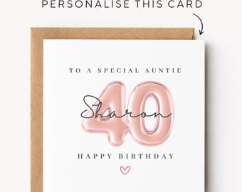 Auntie 40th Birthday Card Auntie 40th Birthday Cards Auntie 40th Birthday Gift Auntie 40th Birthday Gifts For Her Auntie 40th Birthday Print