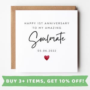First Wedding Anniversary Card For Soulmate Couple 1st Anniversary Card As Mr & Mrs For Son And Daughter In Law First Year Paper Anniversary