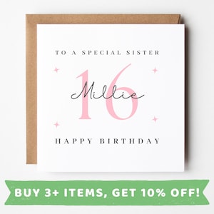 Tarjeta de cumpleaños número 16 para hermana Tarjetas de cumpleaños número 16 para hermana Regalo de cumpleaños número 16 para hermana Regalos de cumpleaños número 16 para hermana Impresión de regalo de cumpleaños número 16 para hermana