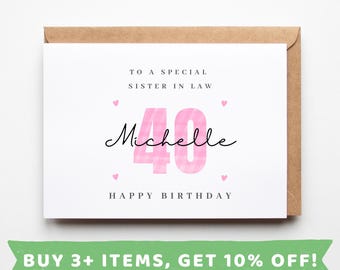 Sister in law 40th Birthday Card Sister in law 40th Birthday Cards Sister in law 40th Birthday Gift Sister in law 40th Birthday Gifts