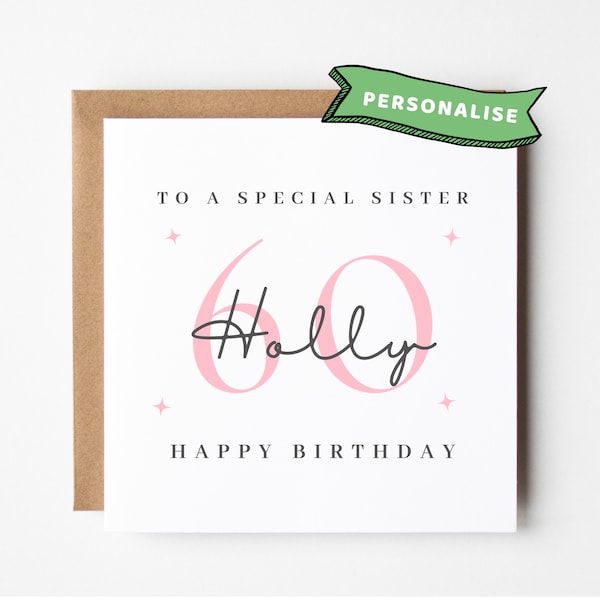 Sister 60th Birthday Card Sister 60th Birthday Cards Sister 60th Birthday Gift Sister 60th Birthday Gifts Sister 60th Birthday Present Print