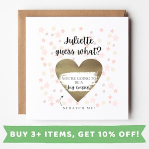 Personalised Big Cousin Pregnancy Announcement Scratch Card Gift Big Cousin Promoted To A Big Cousin Baby Announcement Big Cousin Presents