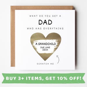 Carte à gratter personnalisée pour faire-part de grossesse pour papa Faire-part de grossesse pour parents Fête des pères Noël