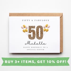 Sister 50th Birthday Card Sister 50th Birthday Cards Sister 50th Birthday Gift Sister 50th Birthday Gifts Sister 50th Birthday Present Print