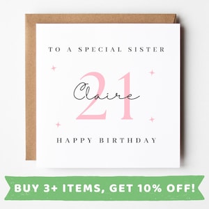 Tarjeta de cumpleaños número 21 para hermana Tarjetas de cumpleaños número 21 para hermana Regalo de cumpleaños número 21 para hermana Regalos de cumpleaños número 21 para hermana Impresión de regalo de cumpleaños número 21 para hermana
